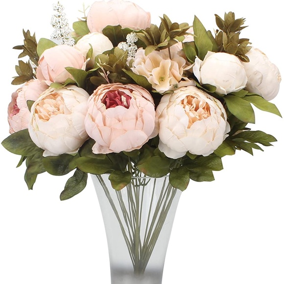 Vintage Artificial Silk Peony Flower Bouquet